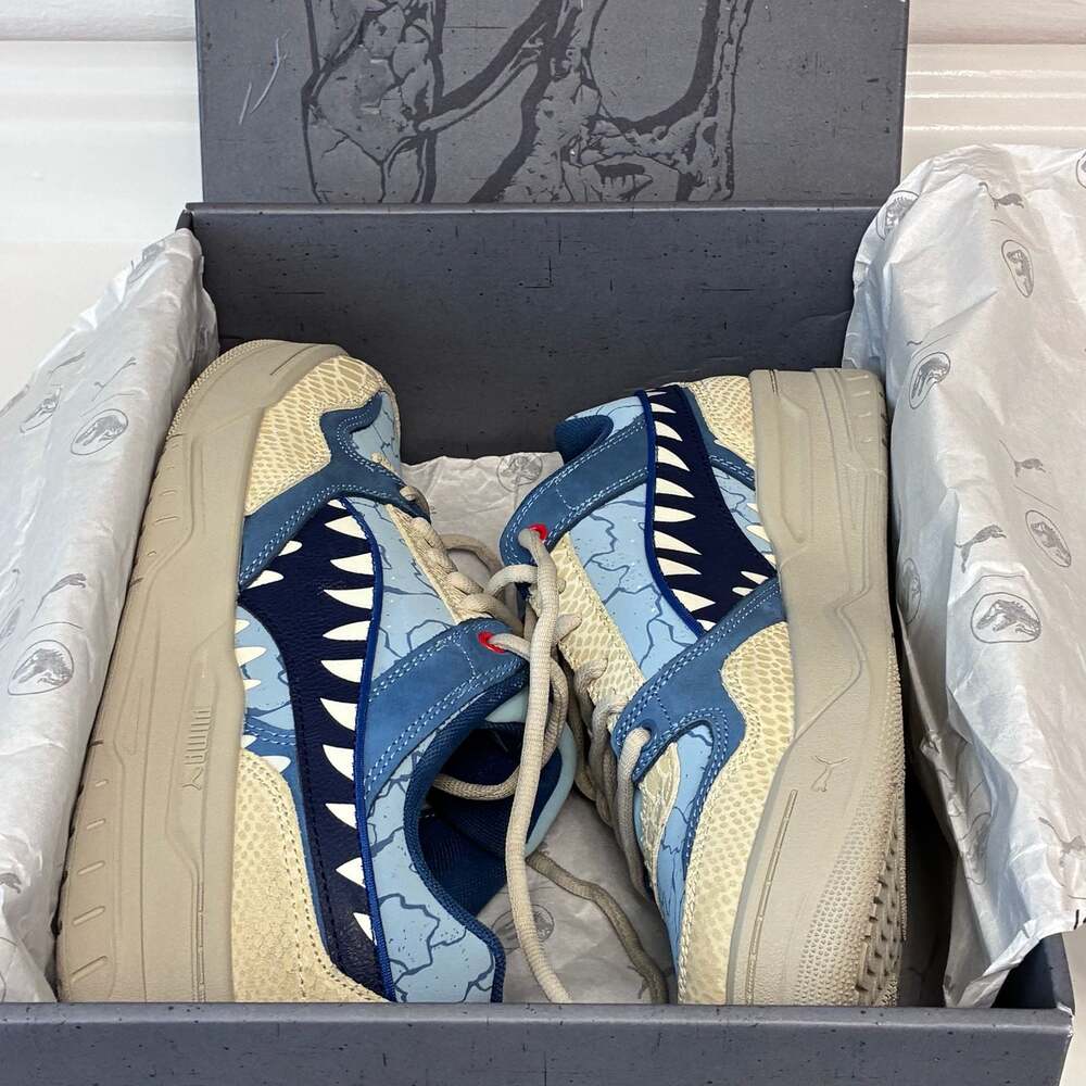 PUMA x Jurassic World Rebound Retro Sneakers Seafoam-Navy-Creamy Vanilla - Picture 10 of 12